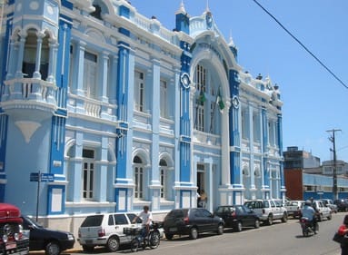 a beutiful blue building of natal in brazil