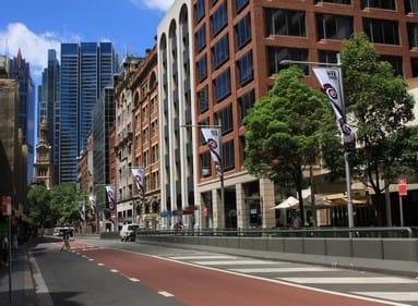 an empty street in the downtown sydney, australia